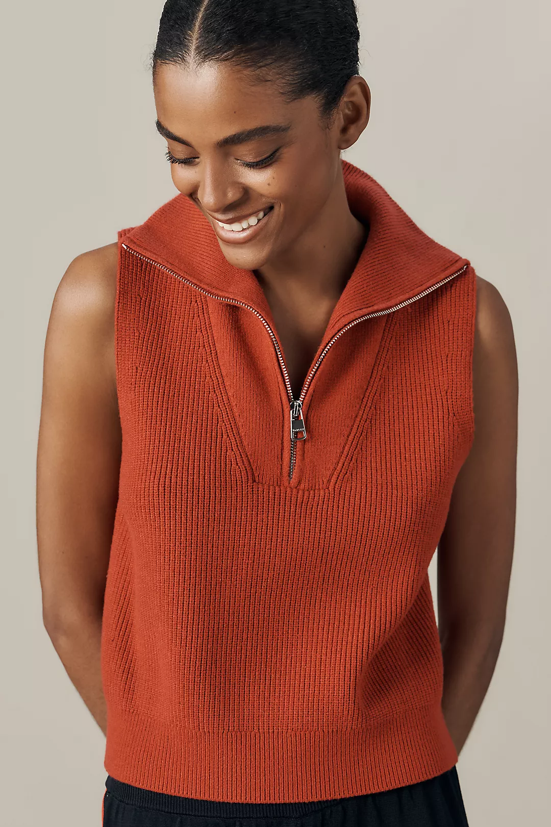Varley Amina Half-Zip Knit Sweater Vest