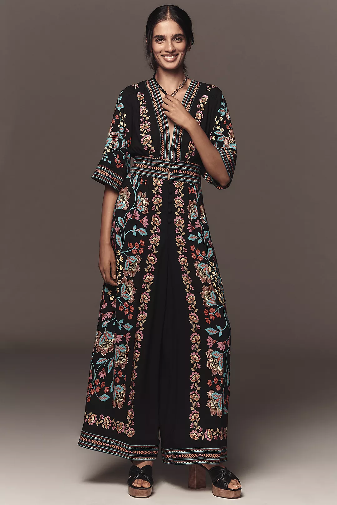 Farm Rio x Anthropologie Printed V-Neck Jumpsuit