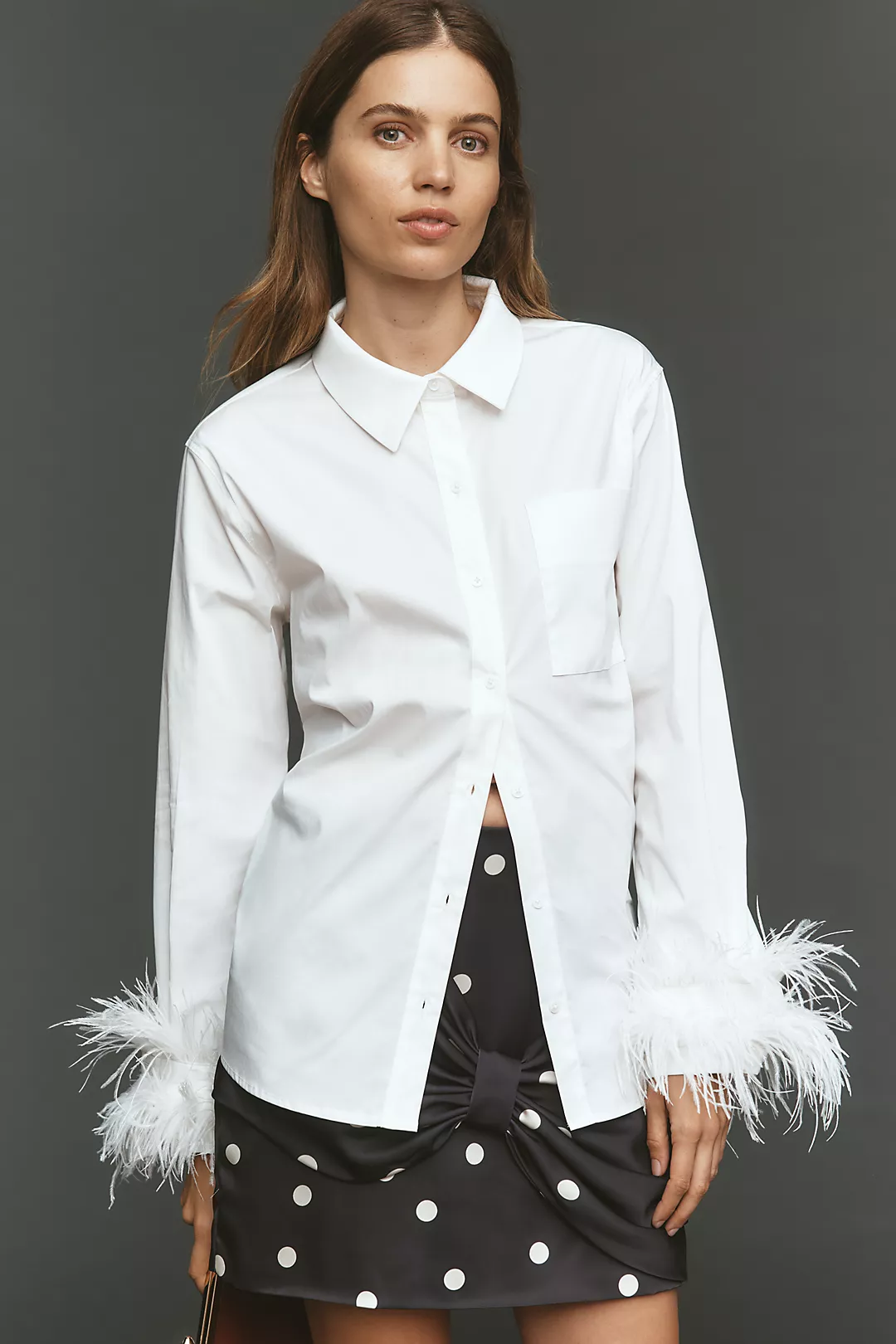 English Factory Faux-Feather Buttondown Shirt