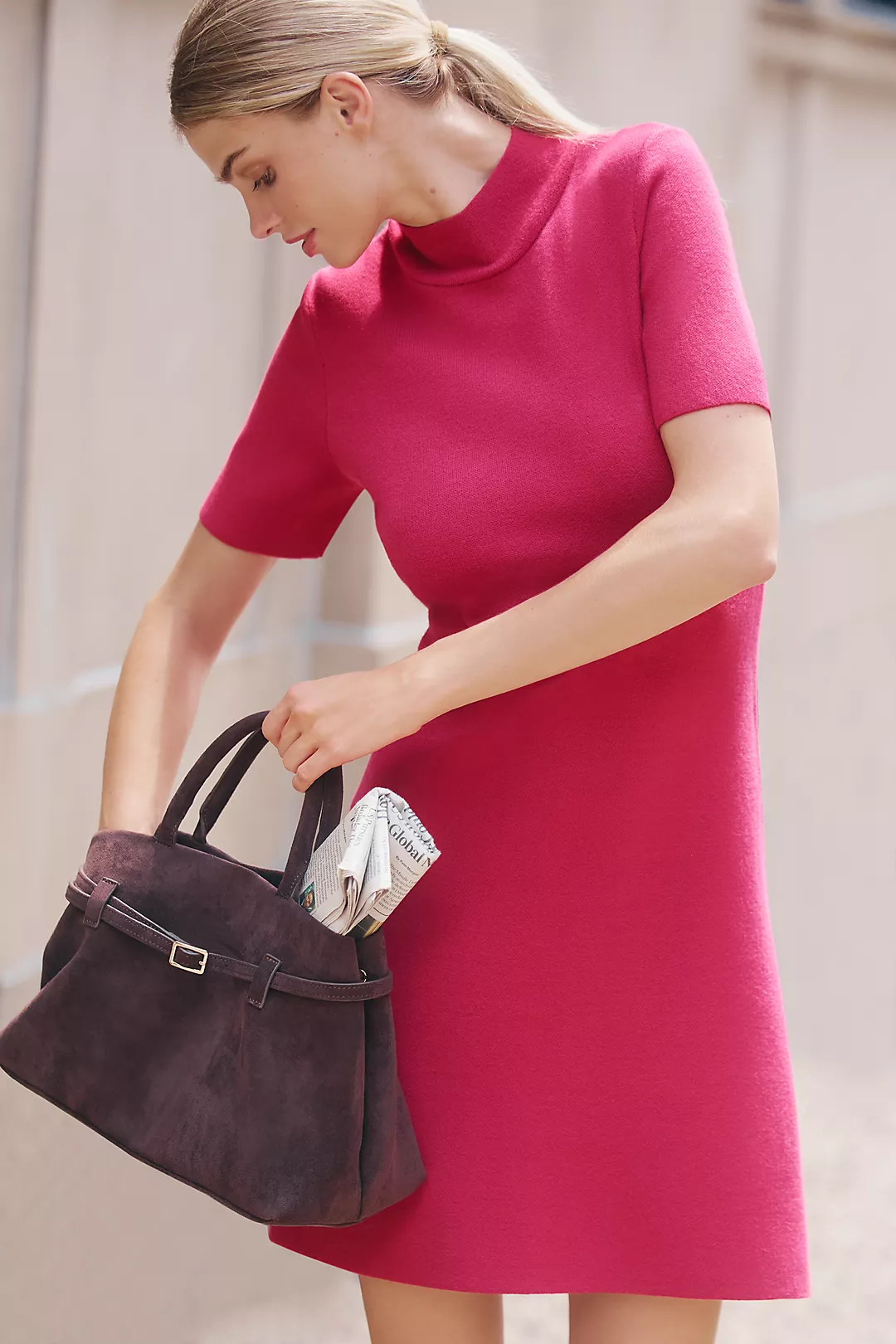 The Nina Short-Sleeve Mock-Neck Mod Mini Dress