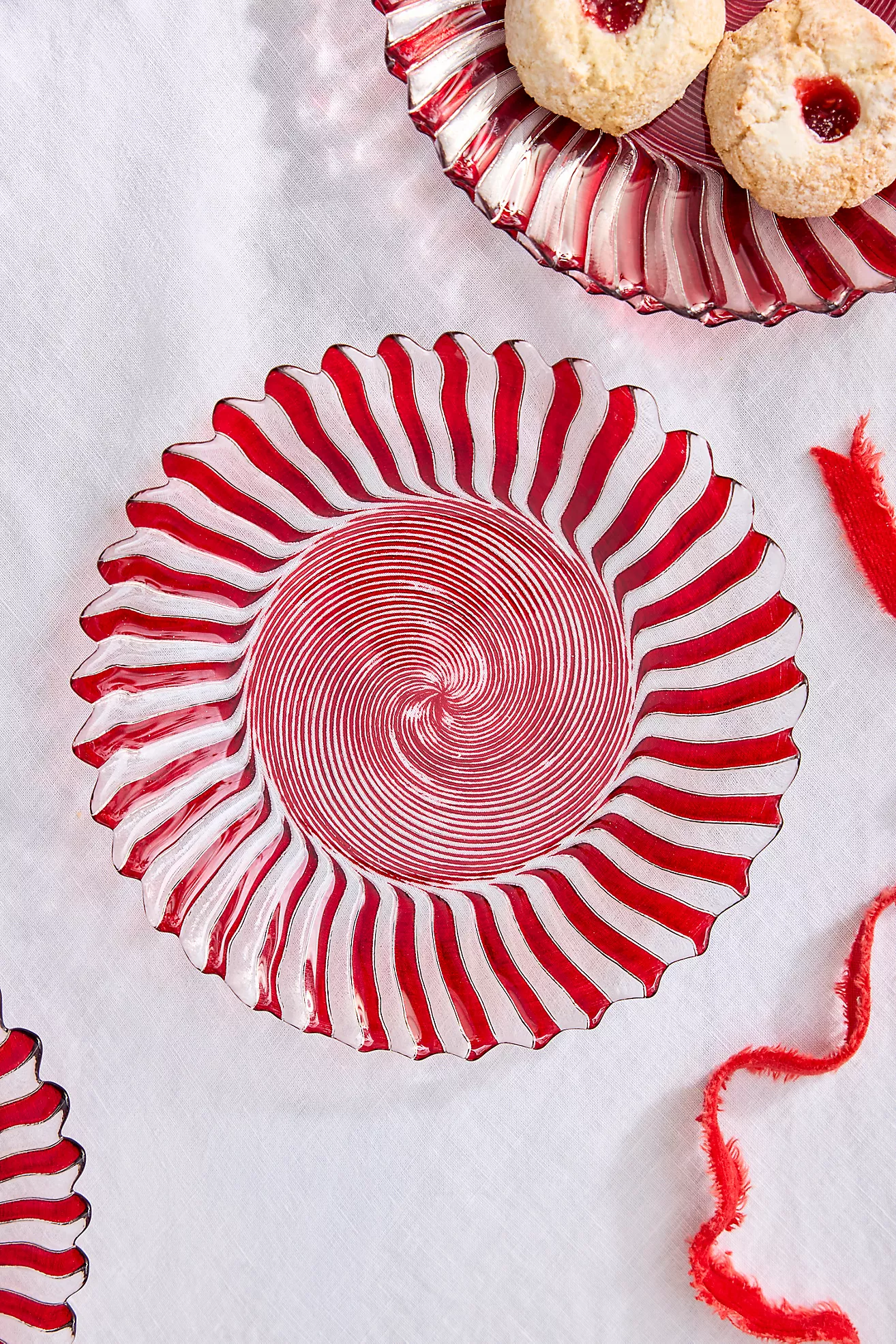 Candy Cane Glass Side Plates, Set of 4