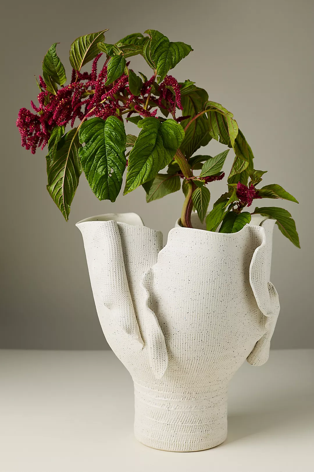 Jamie Young Ivory Textured Torn Porcelain Vessel