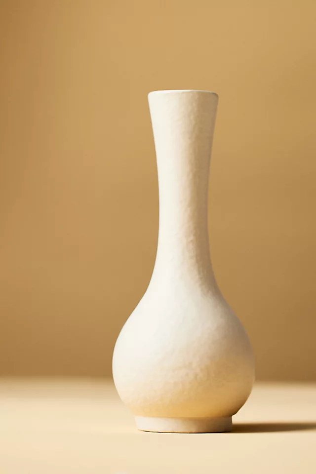 Sculptural Off-White Matte Metal Bud Vase