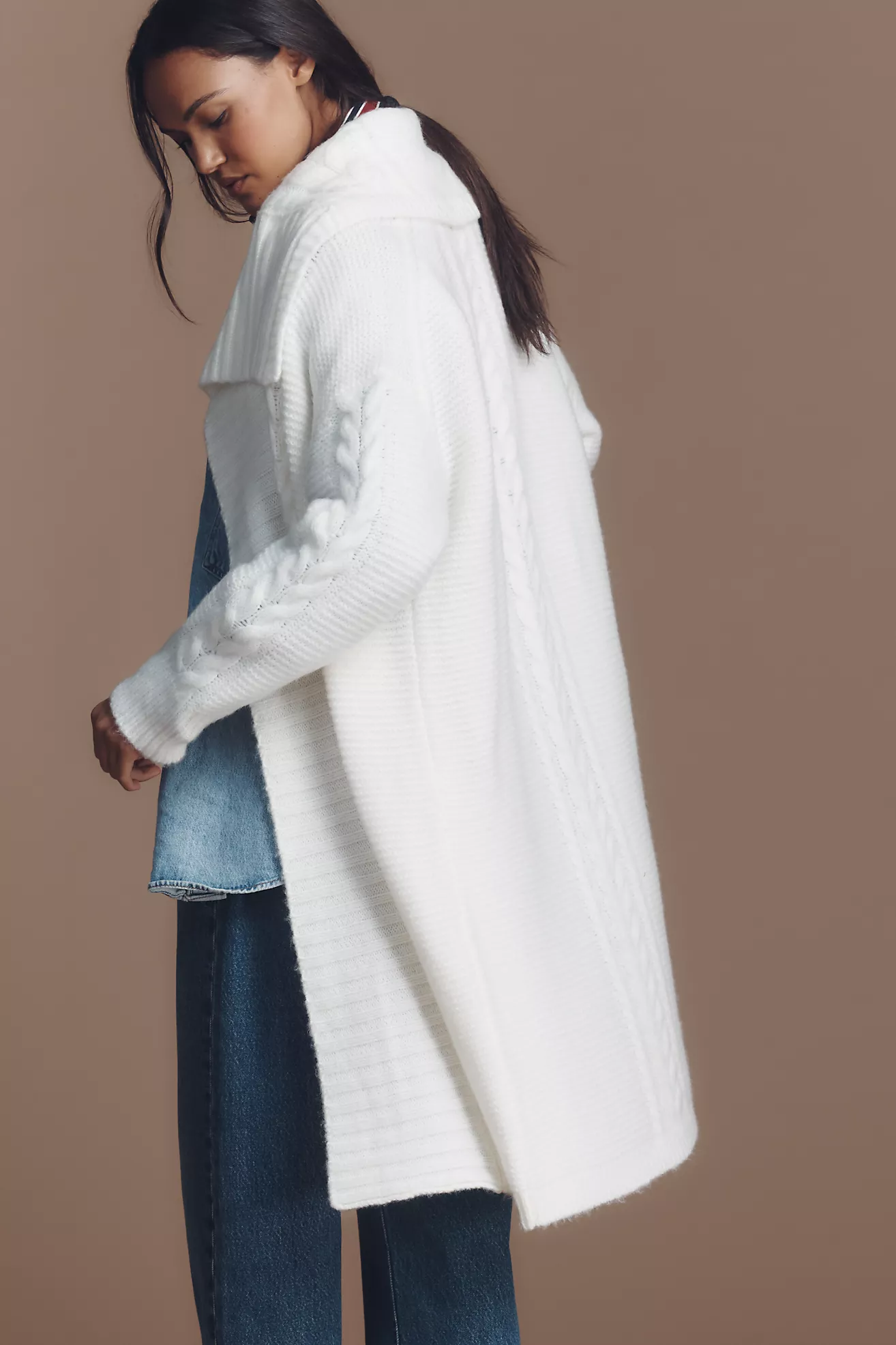 By Anthropologie Collared Longline Cardigan Sweater