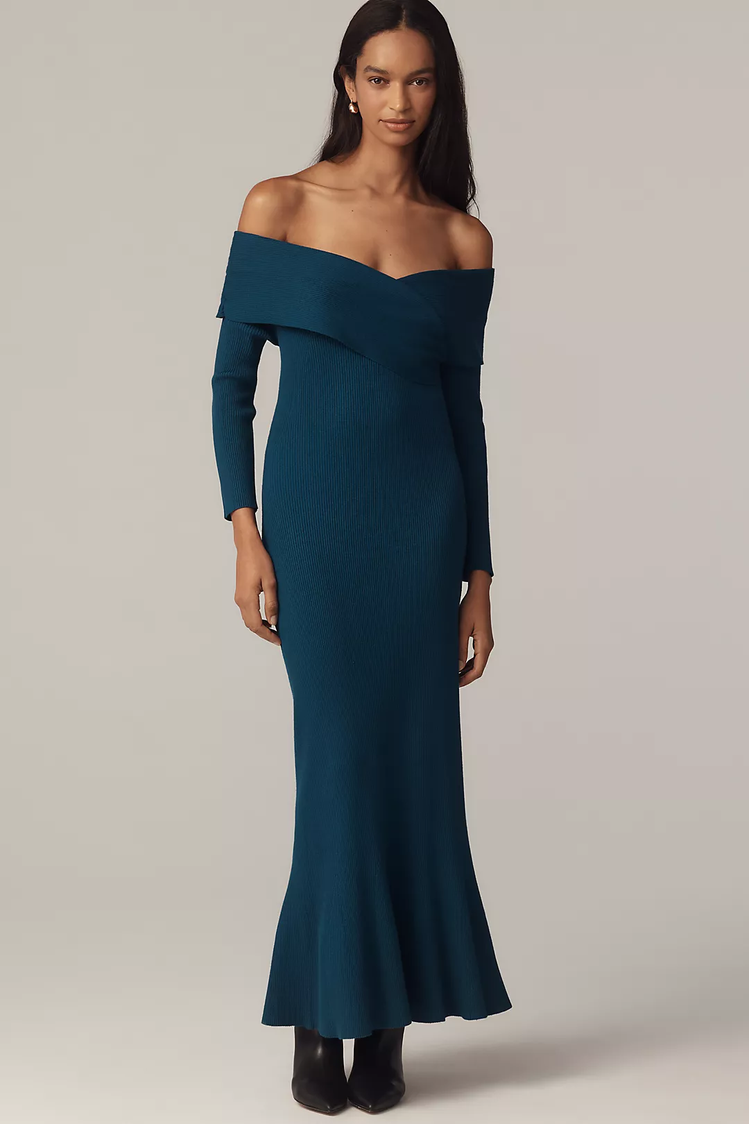 By Anthropologie Off-Shoulder Slim Sweater Dress