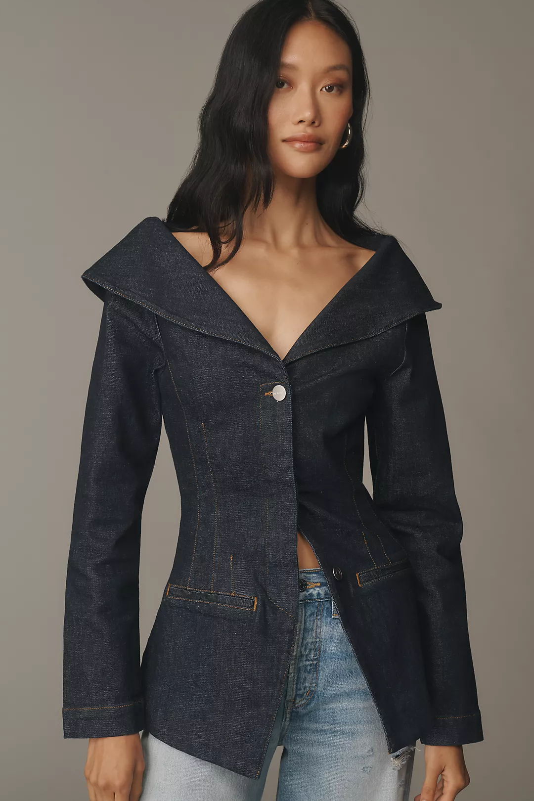 ALIGNE Denim V-Neck Blazer