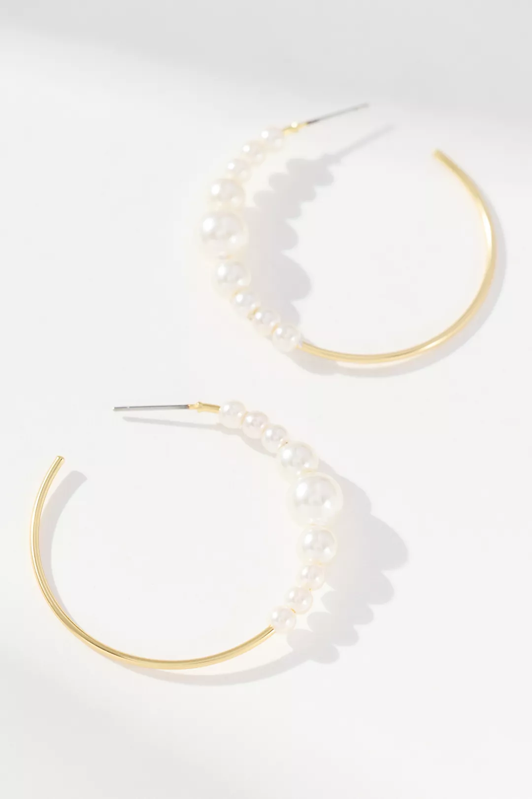 Large Pearl Hoop Earrings