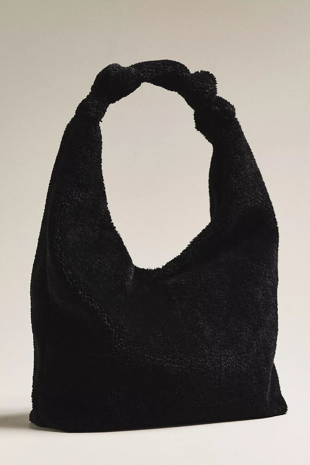 Slouchy Knotted Sherpa Fleece Shoulder Bag