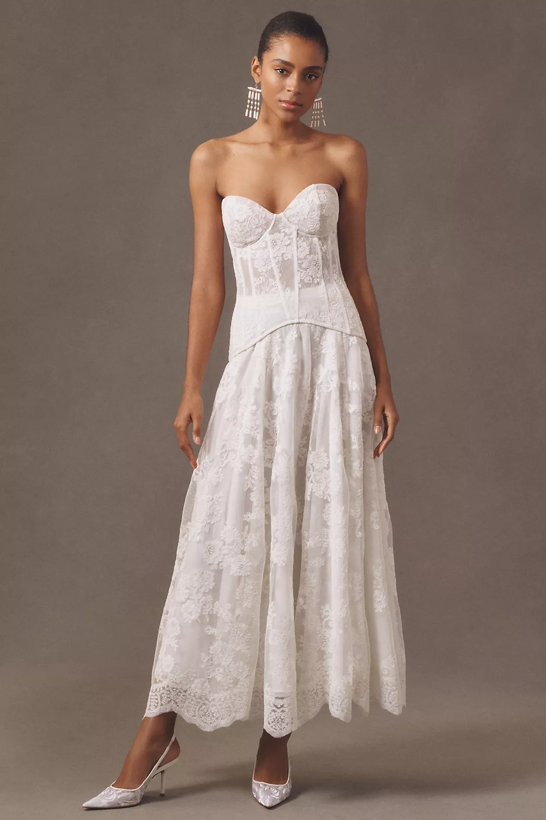 V. Chapman Carolena Lace Corset Two-Piece Set