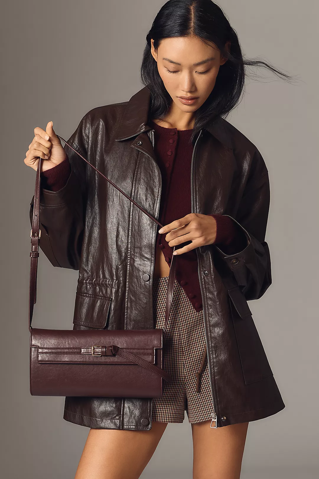 By Anthropologie Cinched-Waist Faux-Leather Jacket