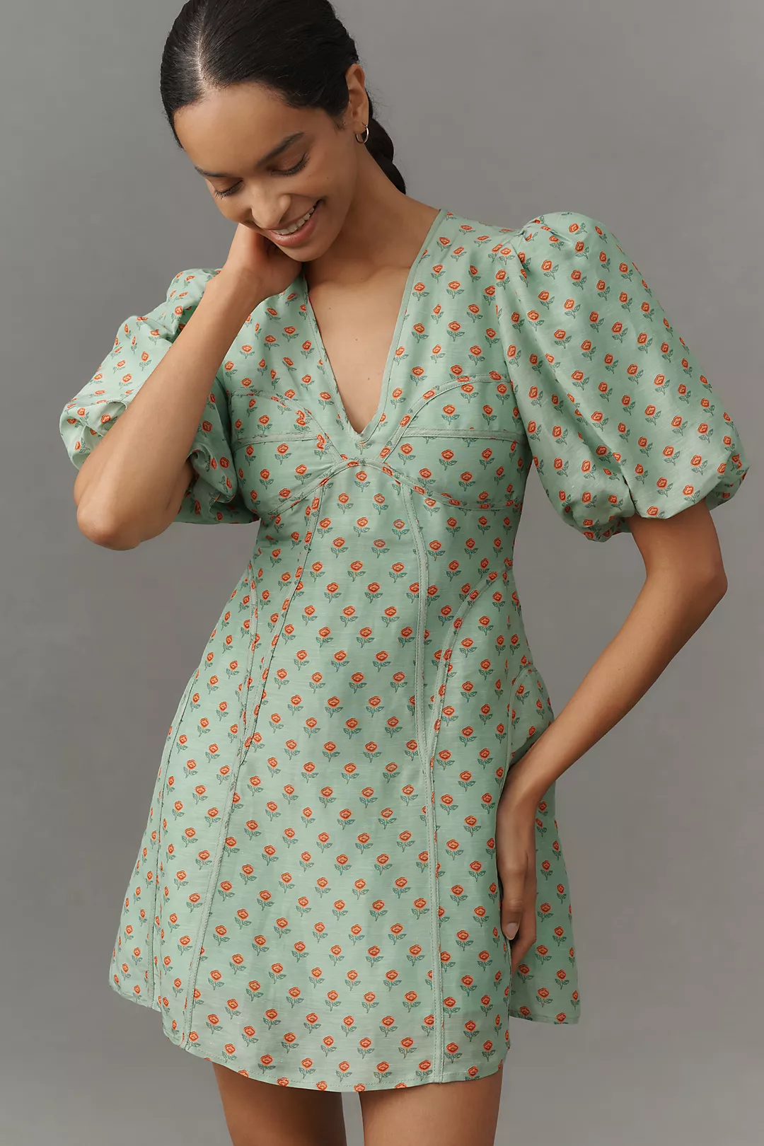 Lovaan Adeline Linen Silk Blend Mini Dress