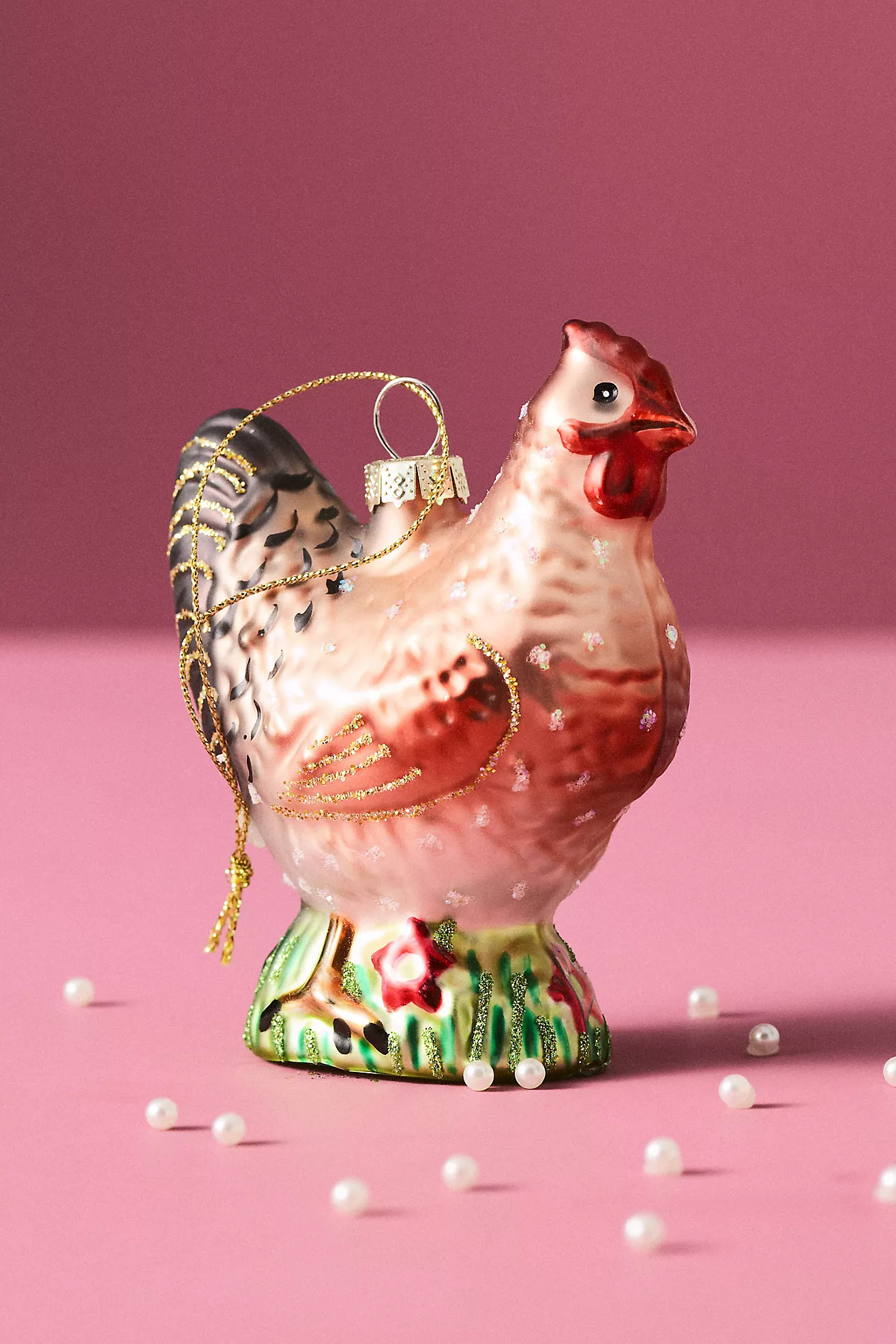 Chicken Glass Ornament