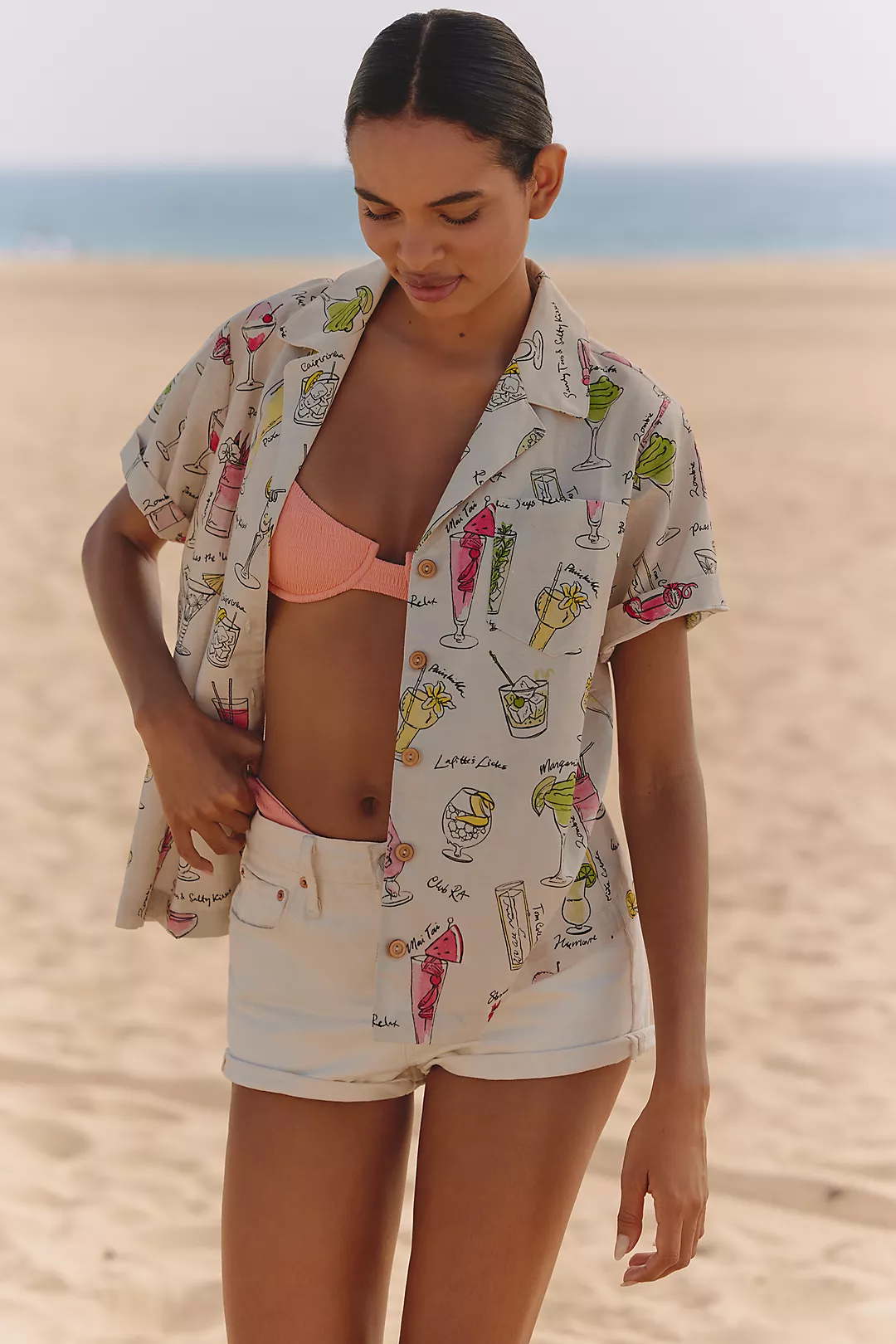 Rachel Antonoff James Linen Blend Short-Sleeve Top