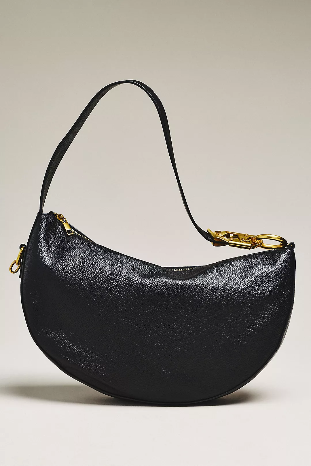 Faux-Leather Rounded Buckle Slouchy Bag