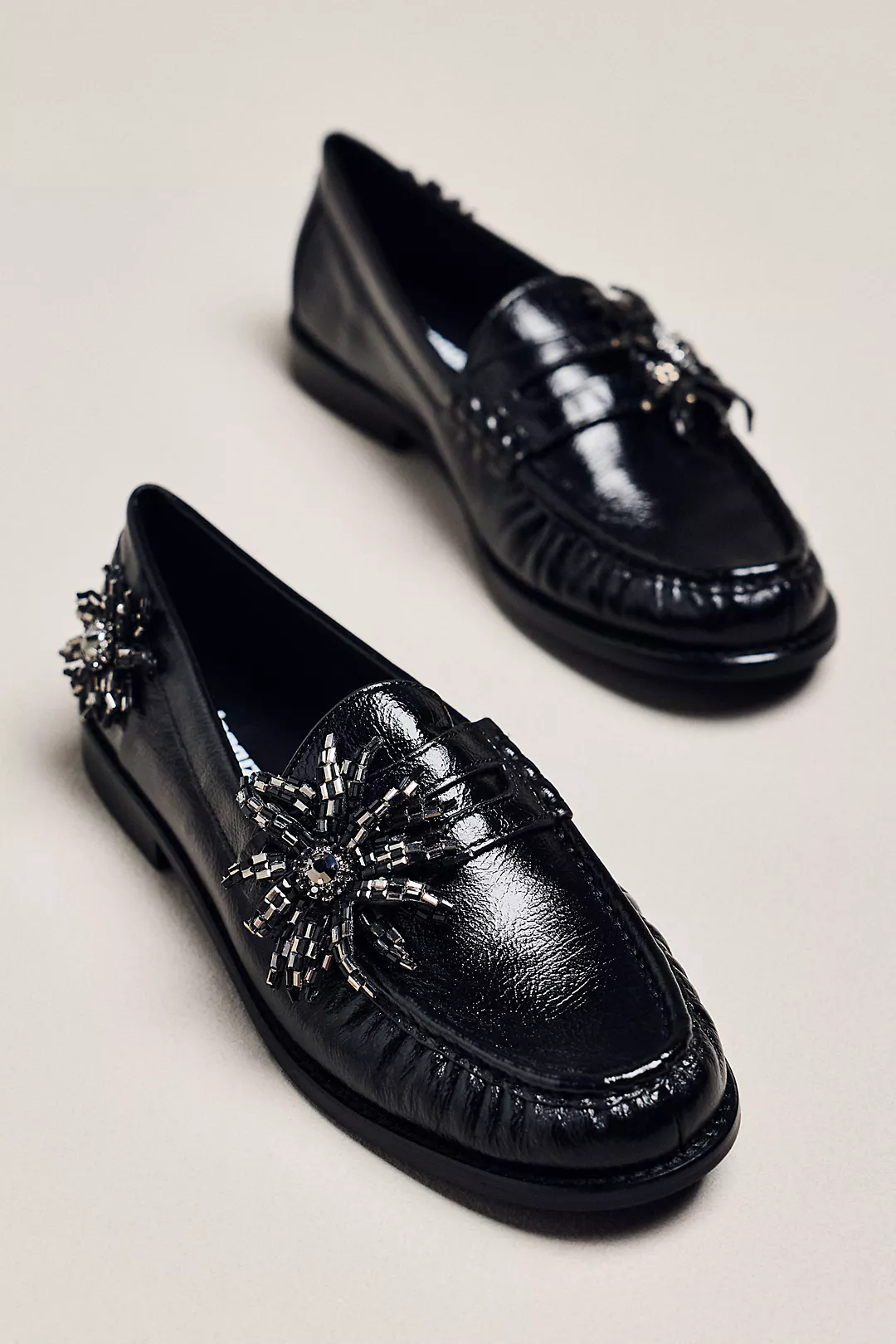 Lola Cruz Beaded Flower Loafers