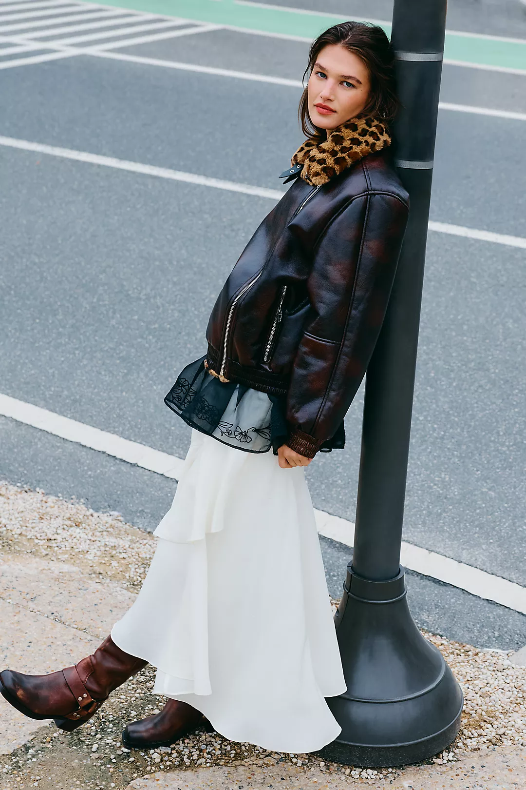 BLANKNYC Faux-Leather Collared Jacket