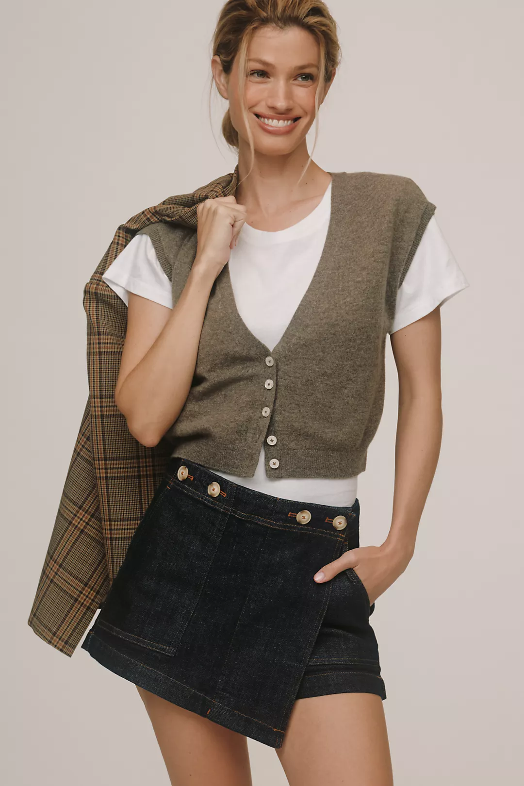 The Kit High-Rise Utility Skort by Pilcro