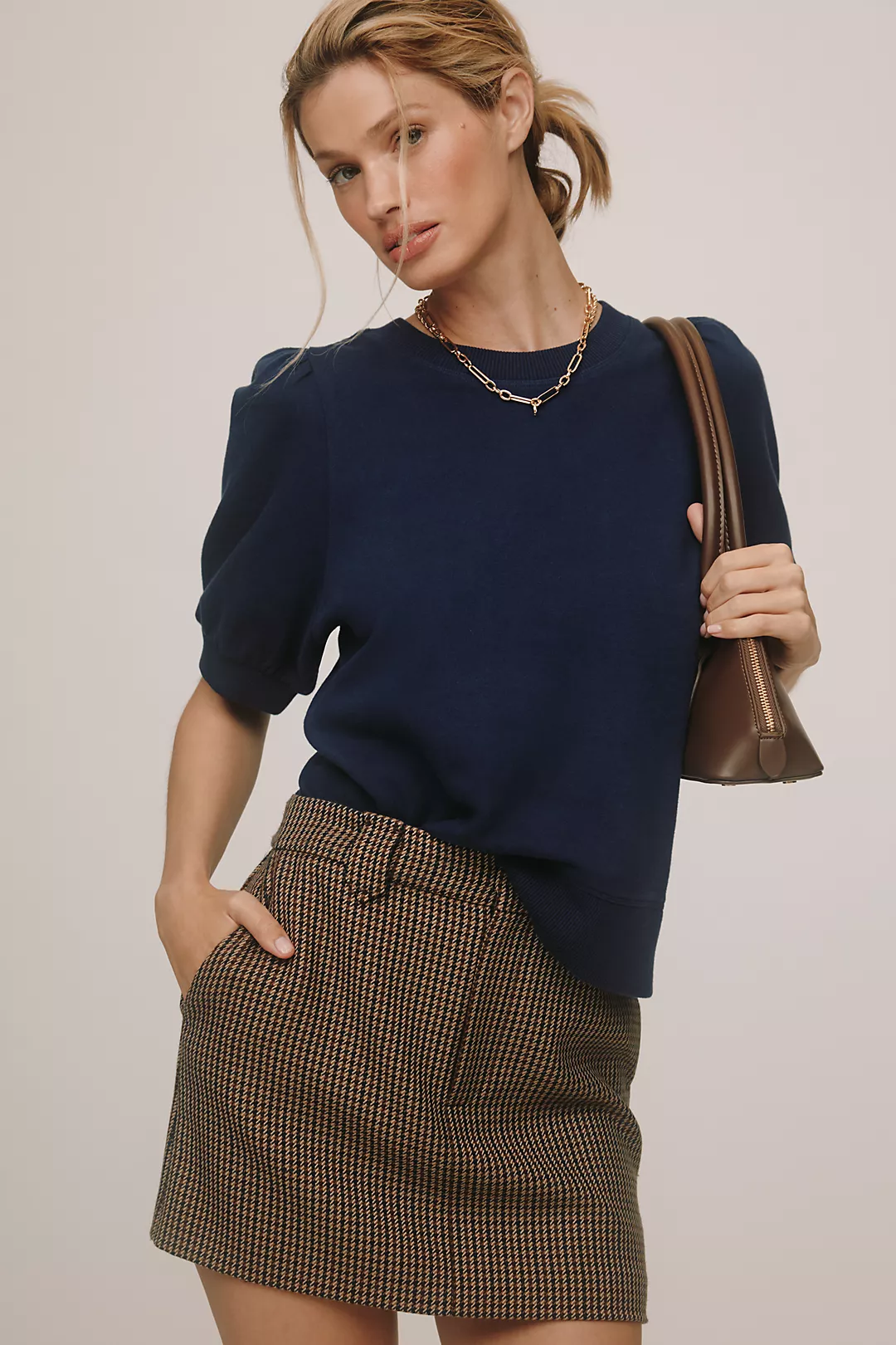 Maeve Puff-Sleeve Sweatshirt Tee