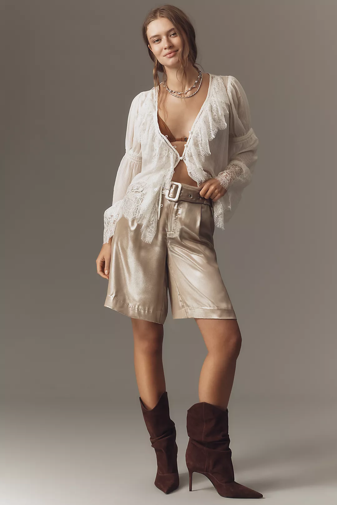 By Anthropologie Liquid Shine Bermuda Shorts