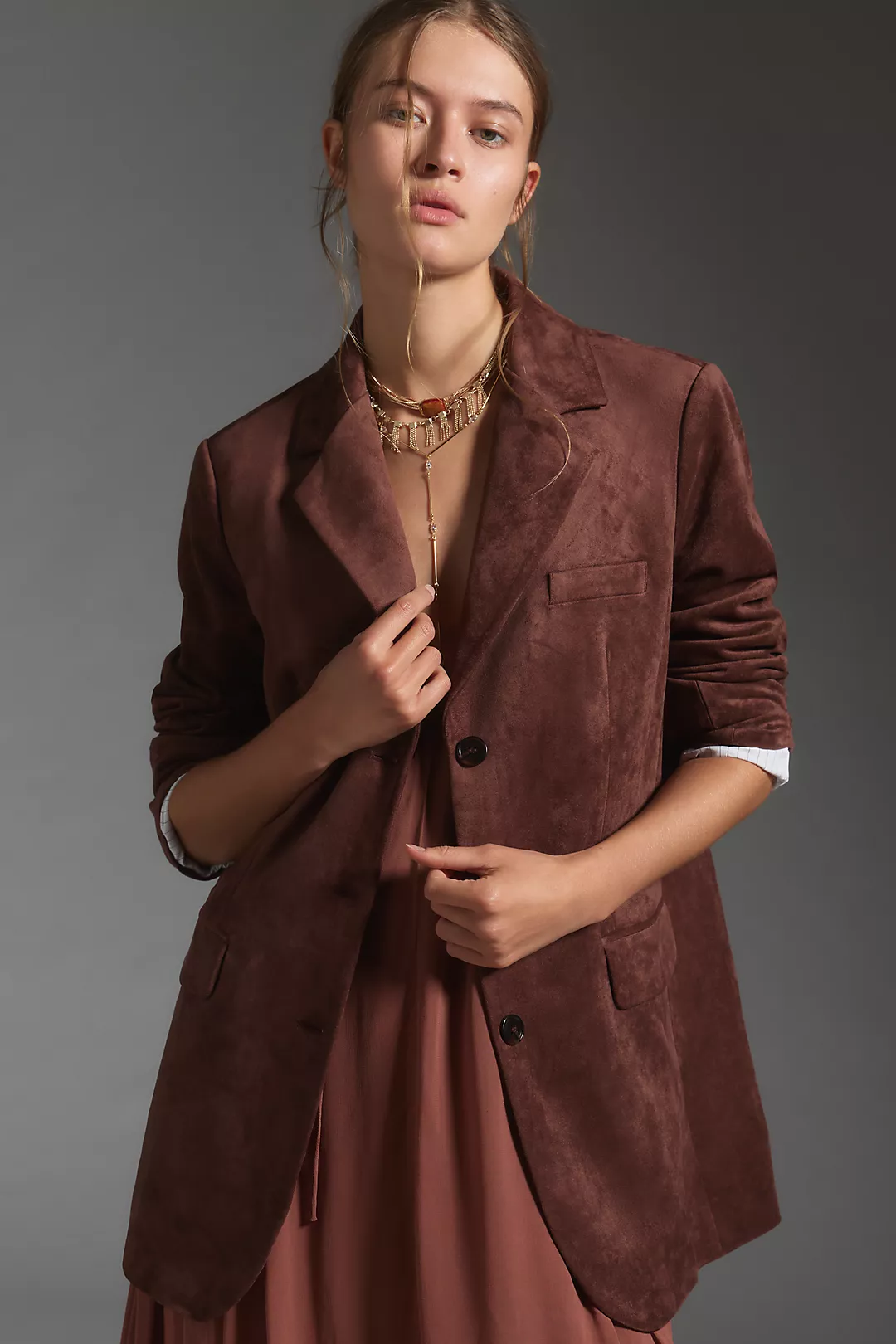 Dolan Left Coast Faux-Suede Boyfriend Blazer