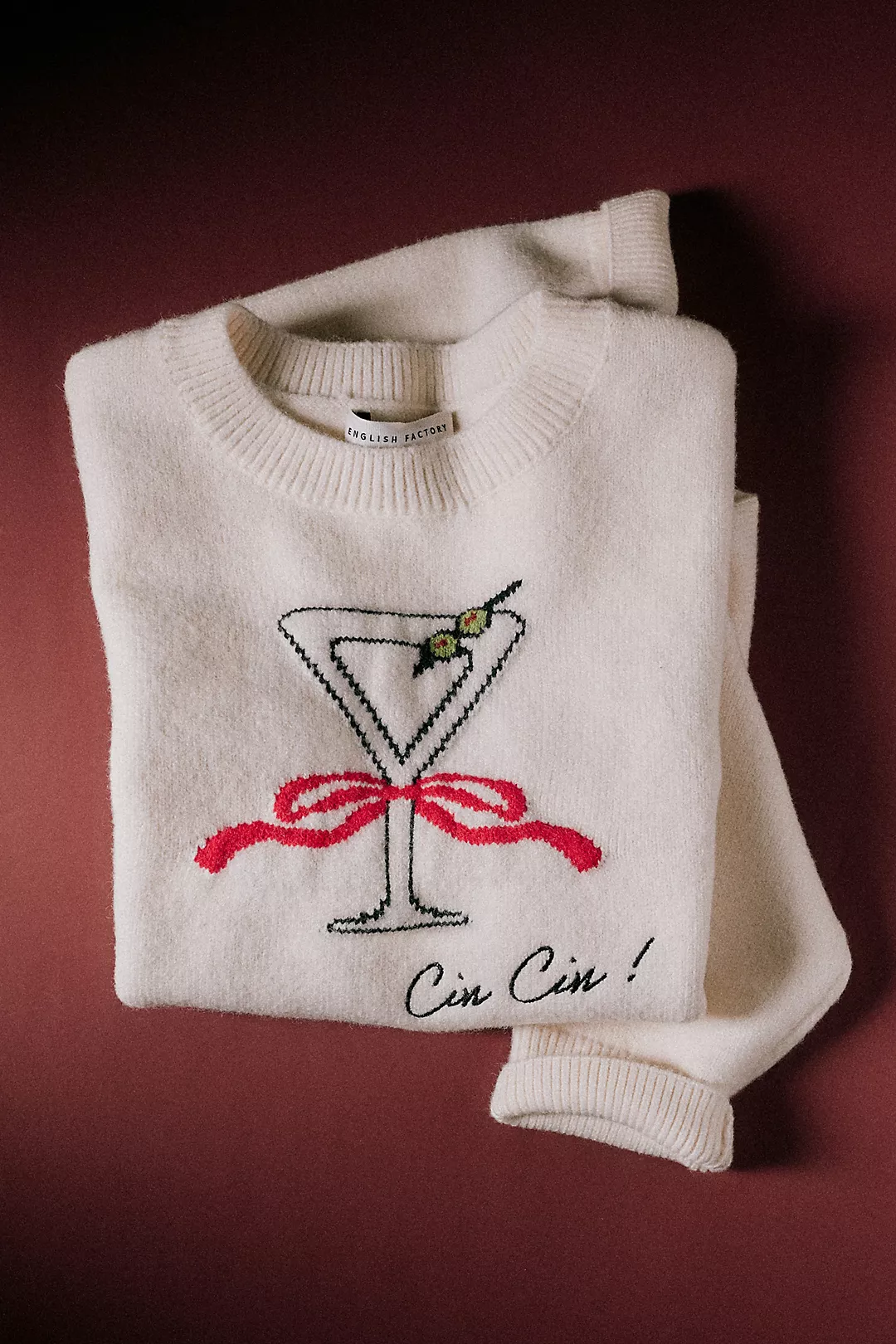 English Factory Cocktail Motif Sweater