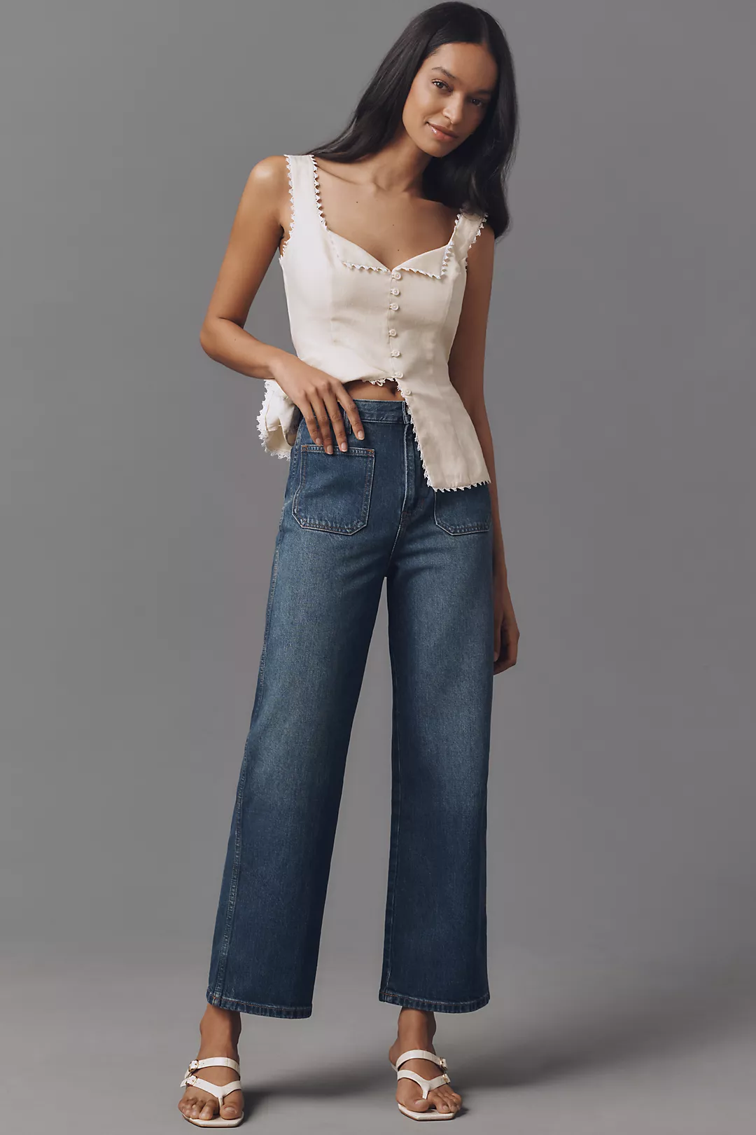 Reformation Alyssa Stretch High-Rise Wide-Leg Crop Jeans
