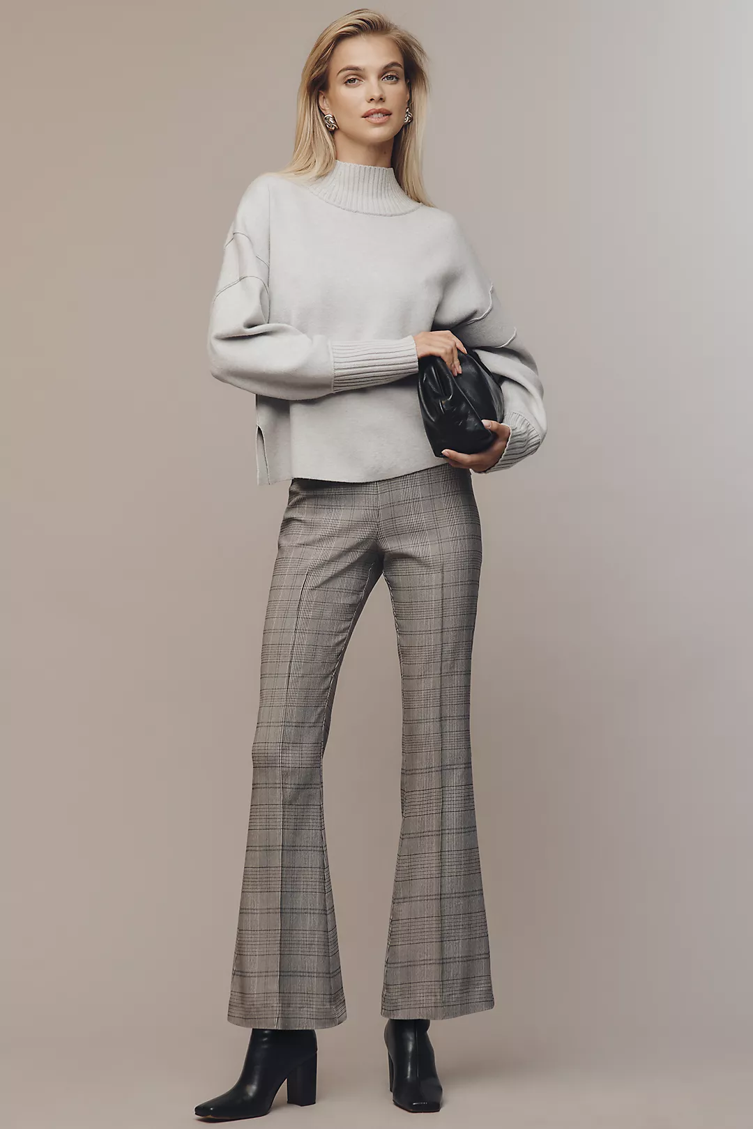 Good American Plaid Pull-On Kick-Flare Pants