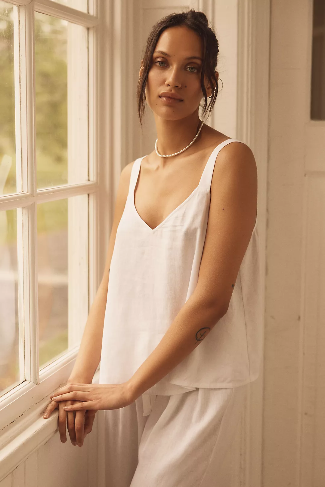 Eberjey Linen Blend V-Neck Tank Top