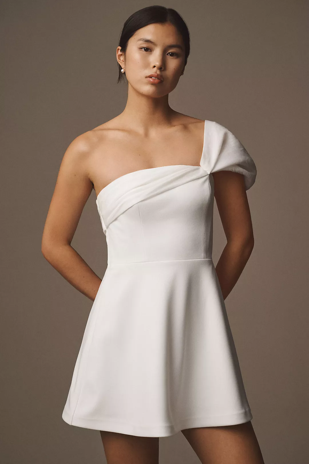 Dress The Population Olive One-Shoulder Mini Dress