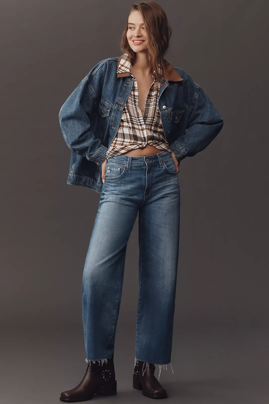 AG Saige High-Rise Crop Wide-Leg Jeans