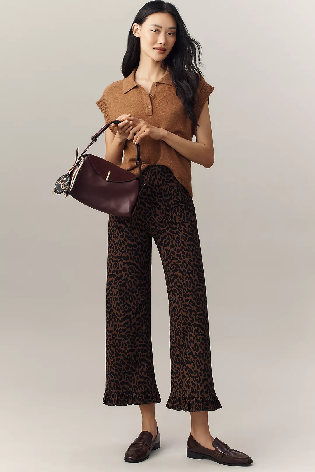 The Colette Ruffle-Hem Crop Wide-Leg Pants by Maeve