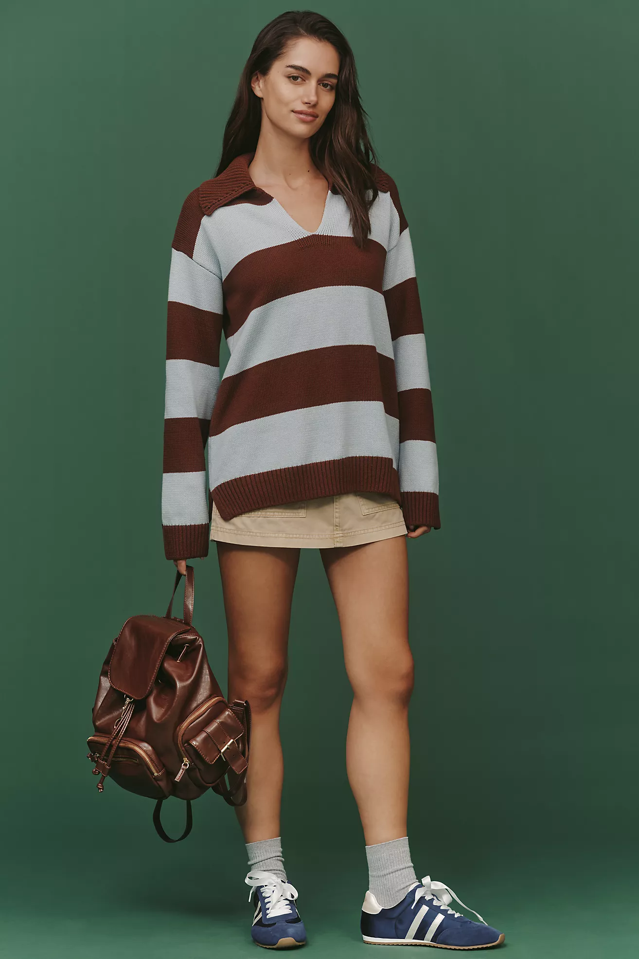 English Factory Stripe Polo Sweater