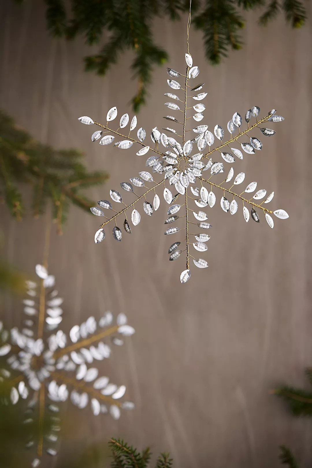 Giant Beaded Snowflake Ornaments, Set of 2