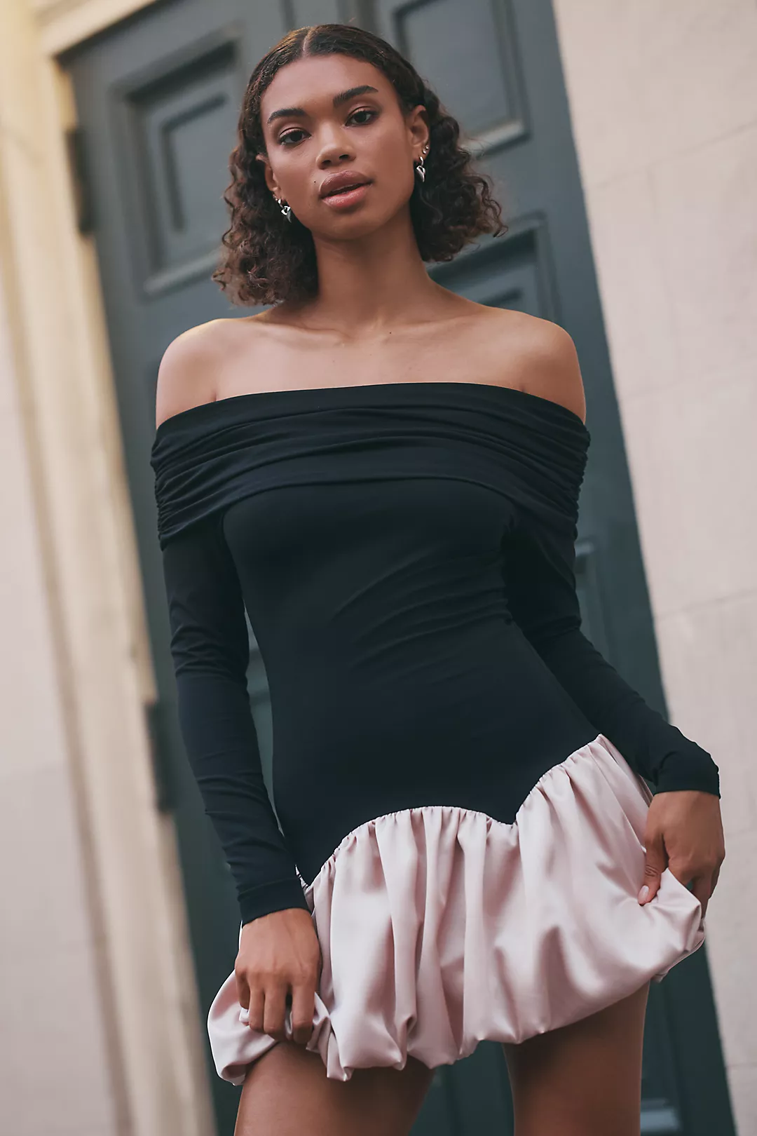 Allina Liu Kai Off-Shoulder Bubble Mini Dress