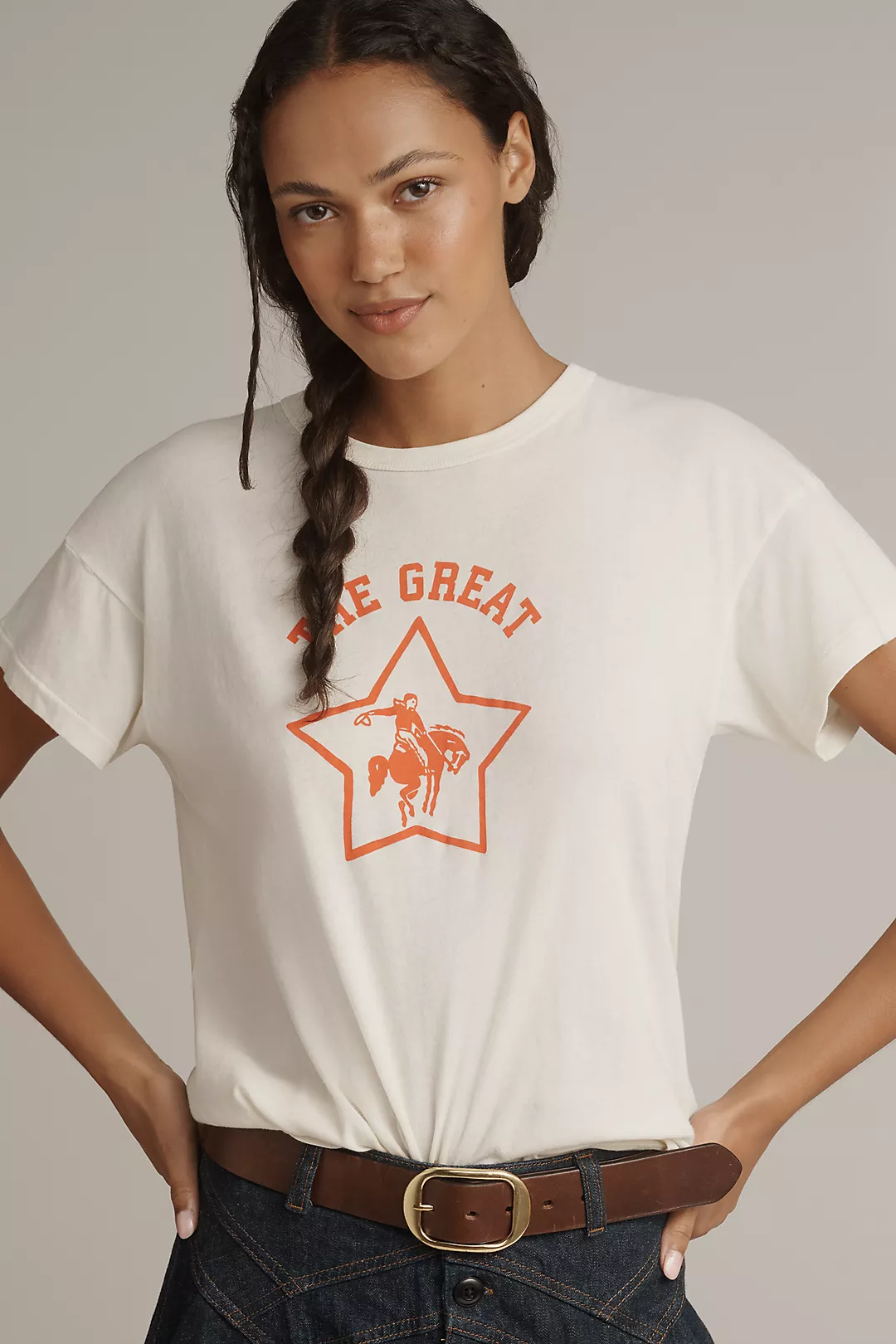 THE GREAT. Boxy Crew Graphic Tee