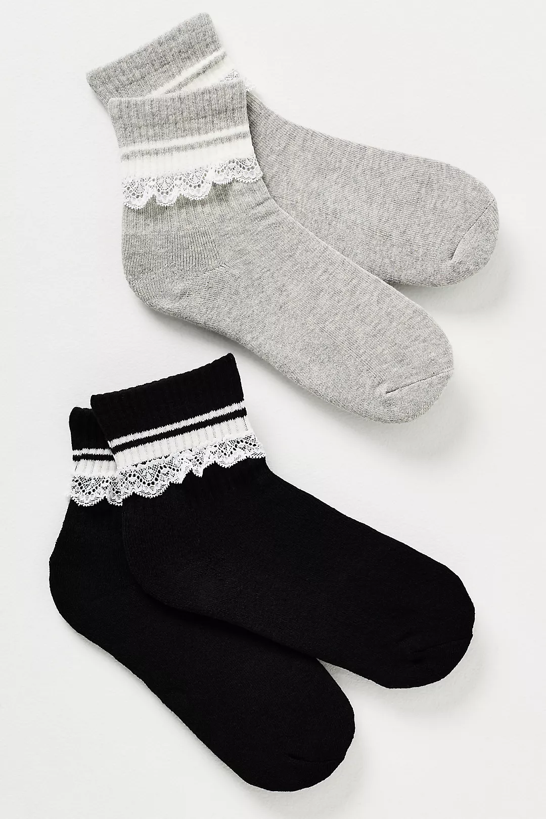 Sporty Stripe Lace Crew Socks