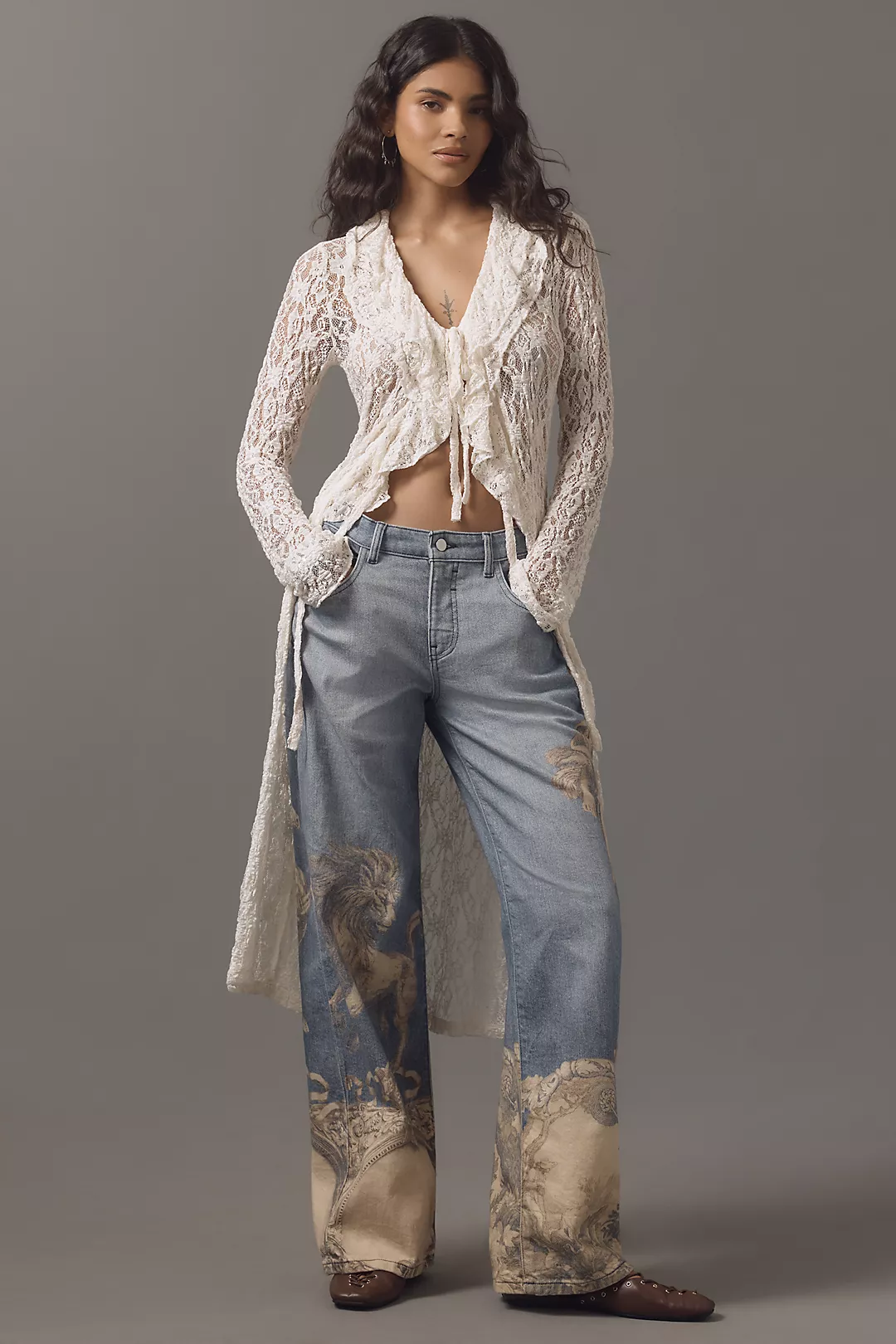 Pilcro Low-Rise Wide-Leg Jeans