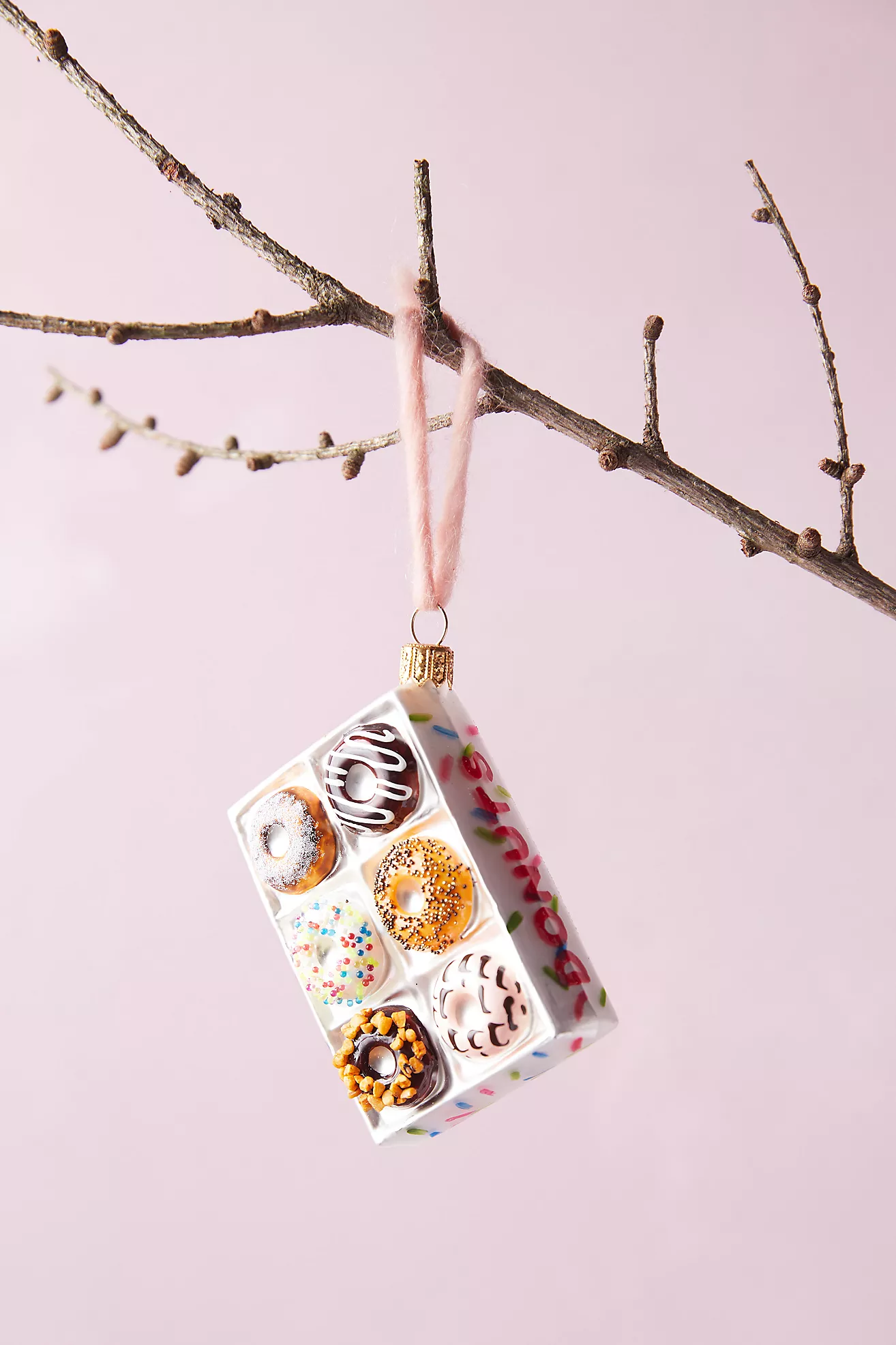 Box of Doughnuts Glass Ornament