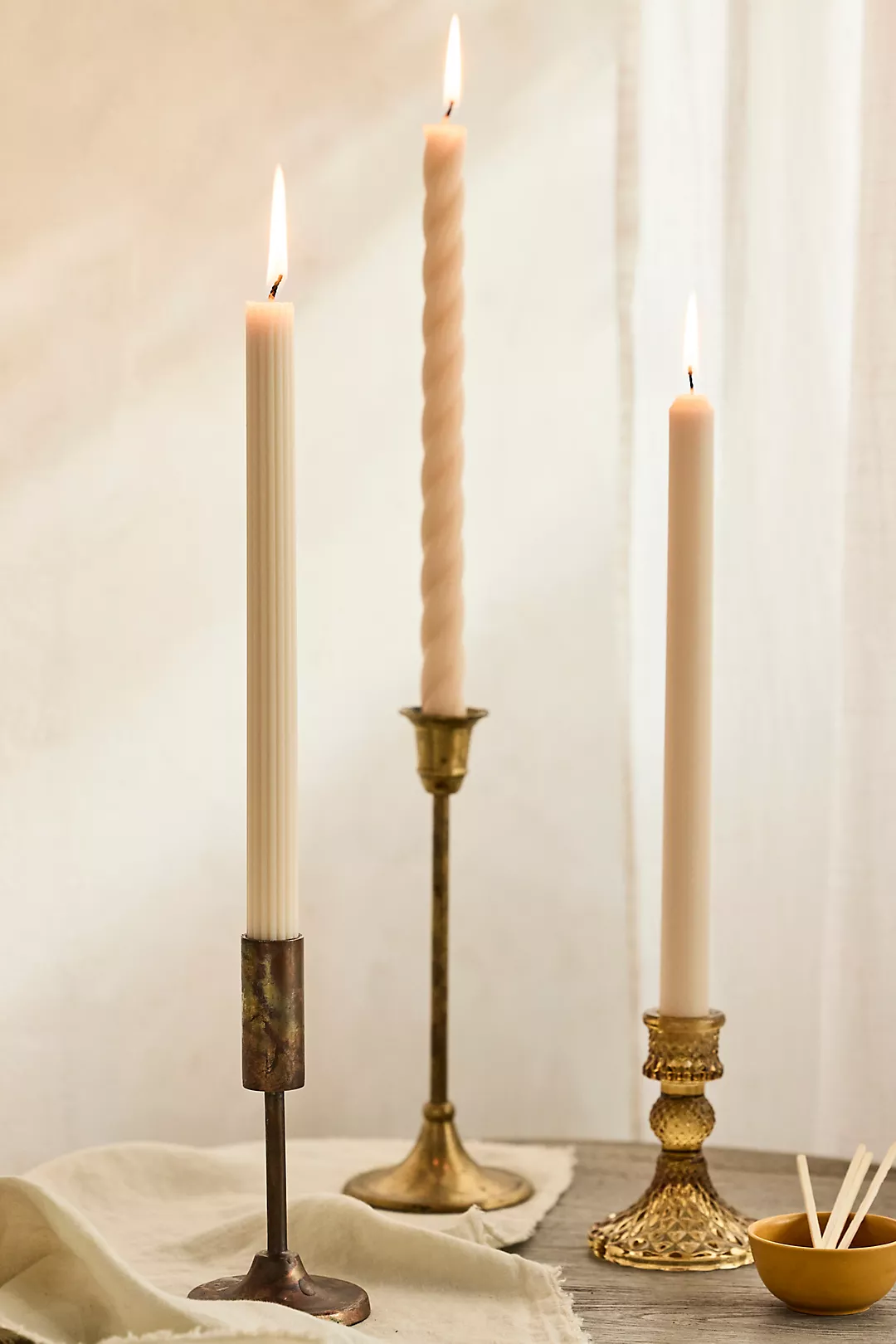 Mixed Silhouette Tapers, Set of 3 Terracotta