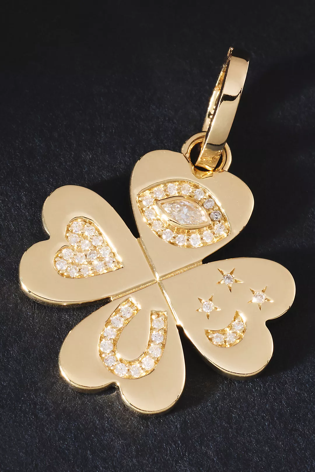 Adina Reyter Good Luck Diamond Clover Hinged Charm