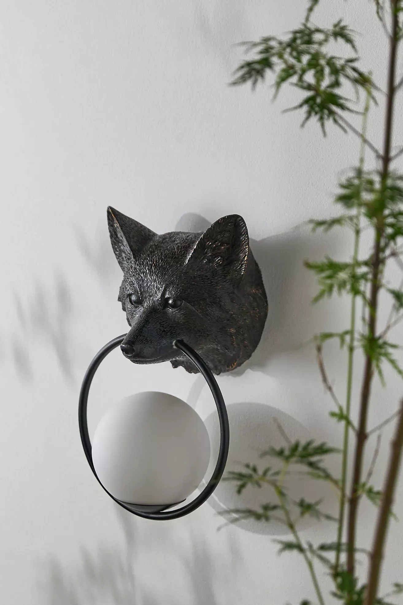 Woodland Fox Globe Outdoor Sconce Wall Light
