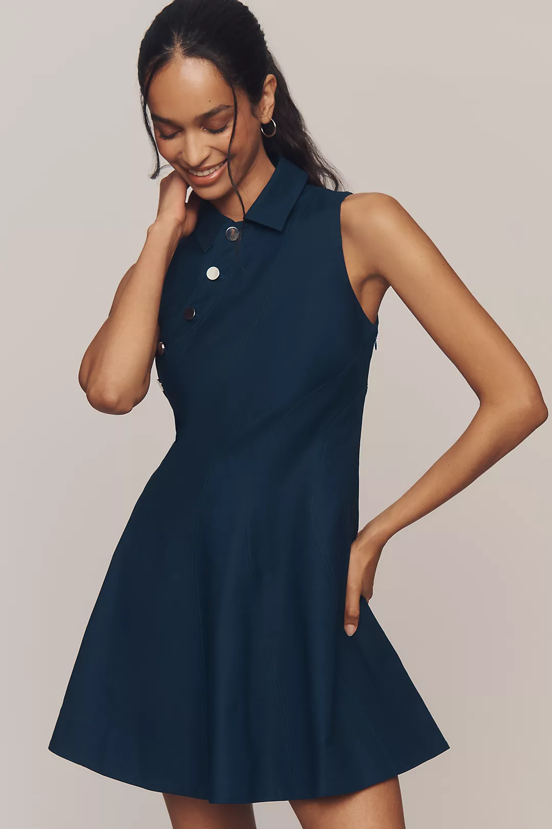 AMUR Gail Sleeveless Collared Mini Dress