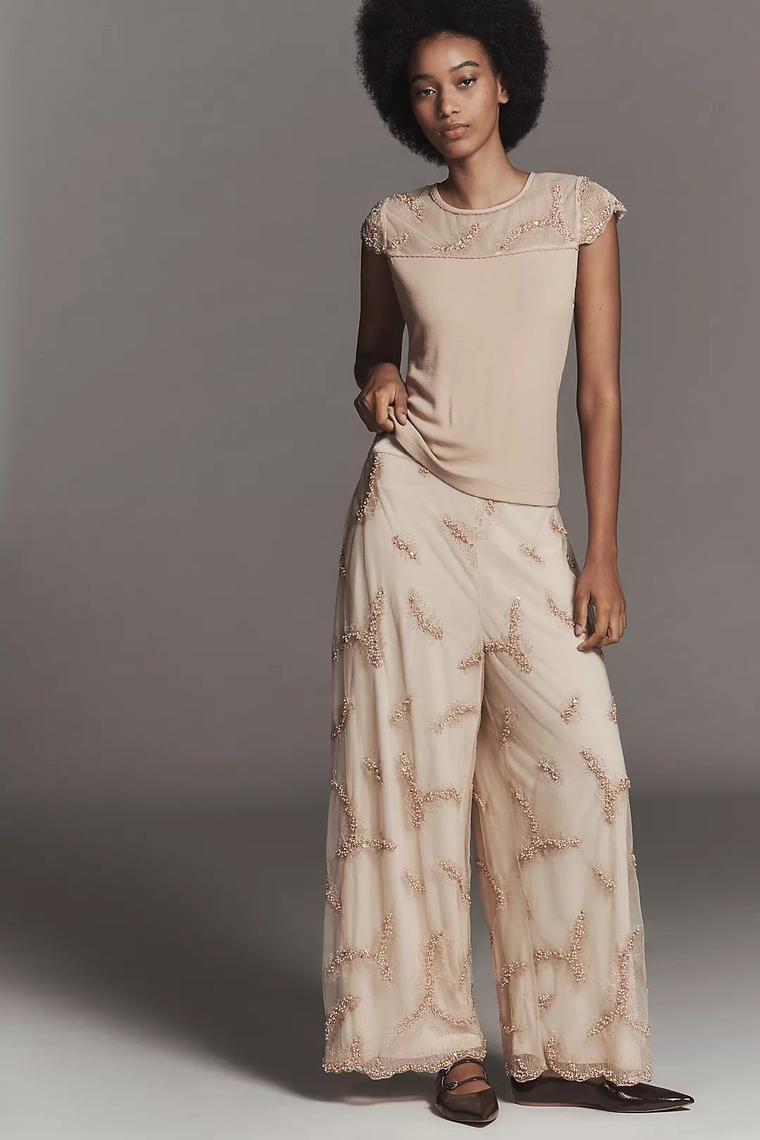 Bl-nk Ribbed Mesh Short-Sleeve Top