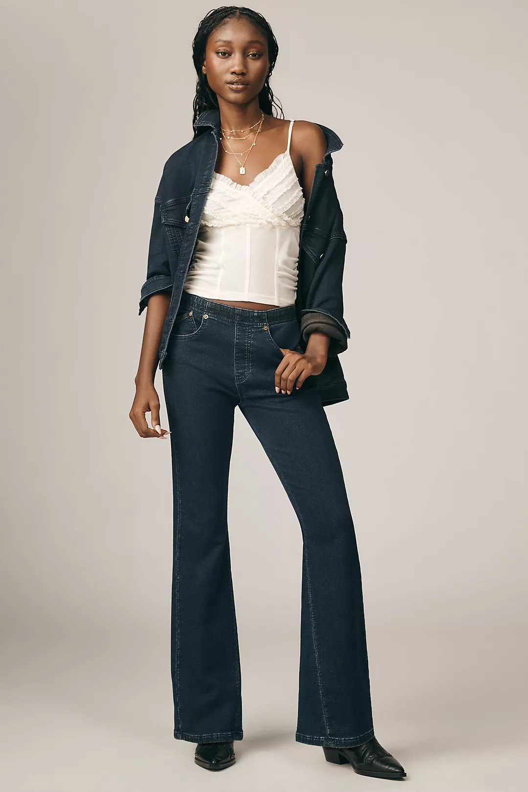 Pilcro Essential Low-Rise Pull-On Knit Flare Jeans