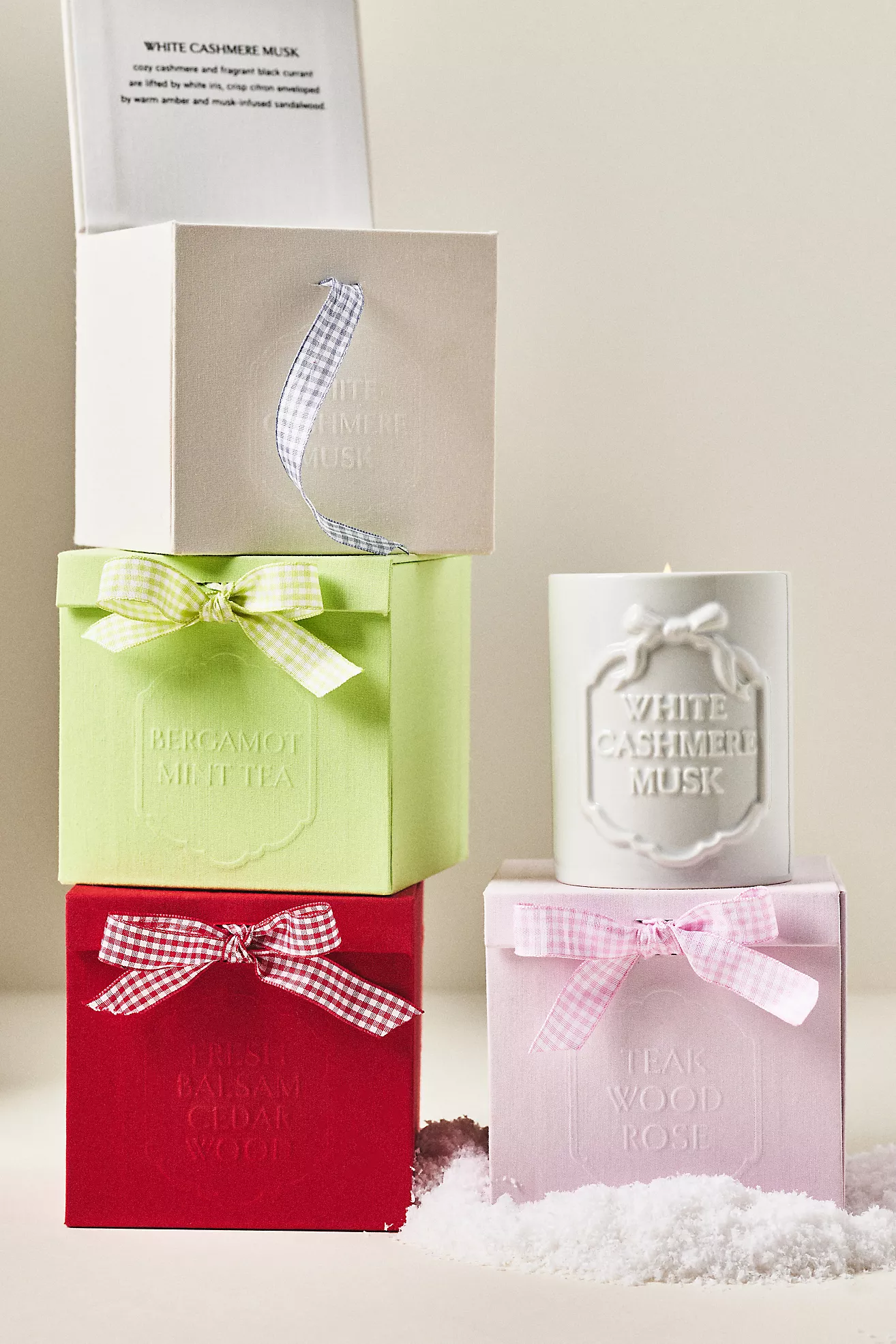 Gingham Bow Fresh Bergamot & Green Tea Ceramic Boxed Candle