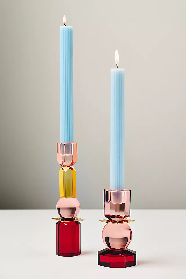 Modern Cut Glass Candle Holder