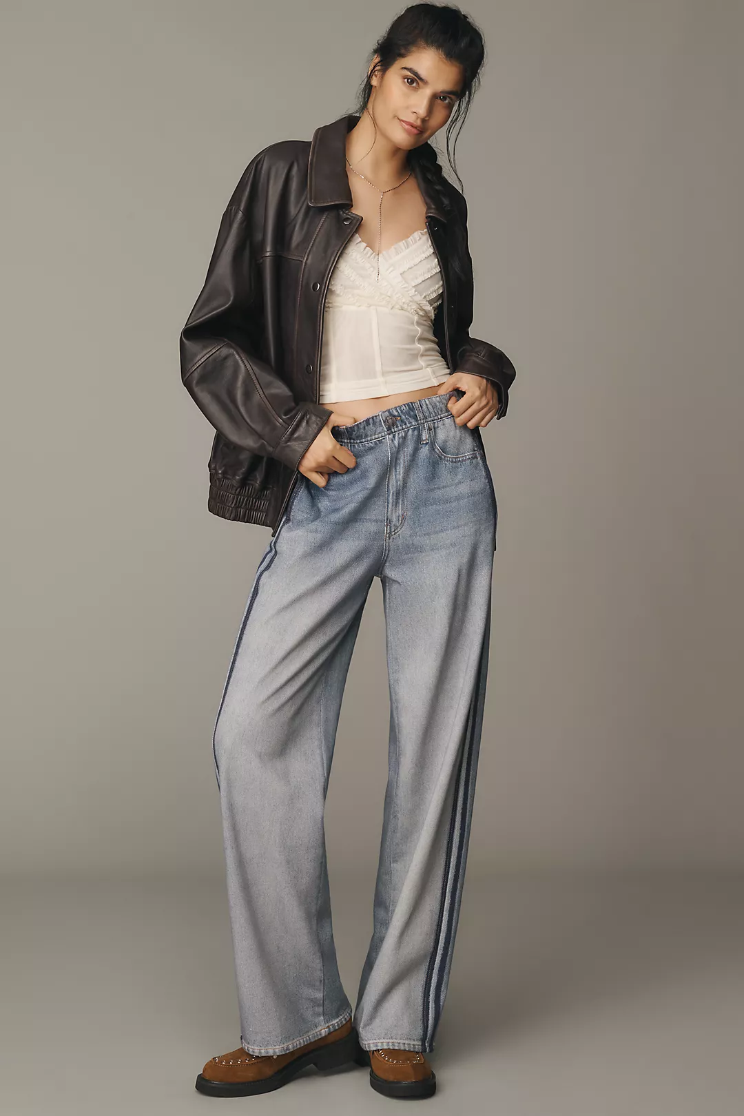 rag & bone Miramar High-Rise Wide-Leg Track Jeans