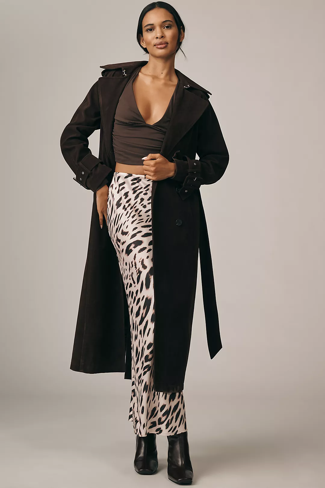 Avec Les Filles Faux-Suede Trench Coat