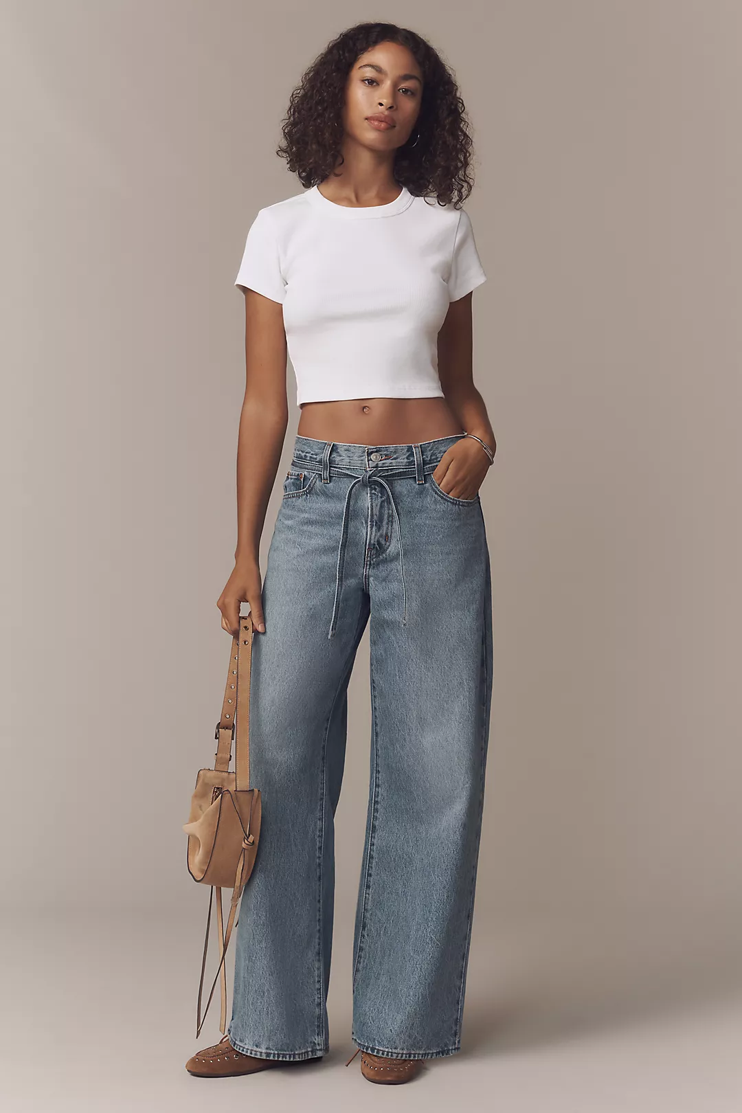 Levis XL Straight Mid-Rise Wide-Leg Tie-Waist Jeans