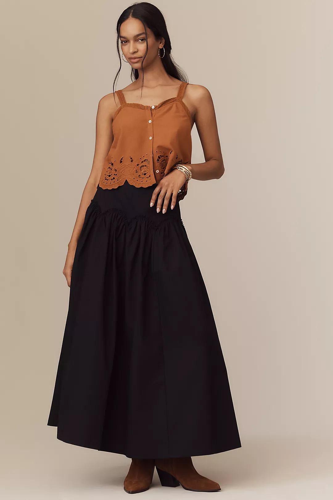 Mare Mare x Anthropologie Basque-Waist Maxi Skirt